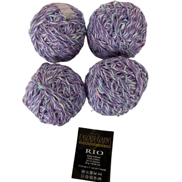Cascade Yarns Rio Yarn Lot of 4 Balls Purple No 0245 Cotton Viscose - Picture 1 of 4